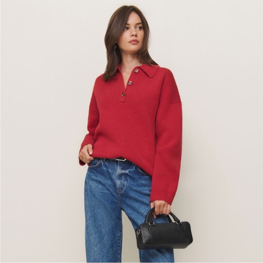 NWT reformation Brooklyn polo cotton sweater - size m